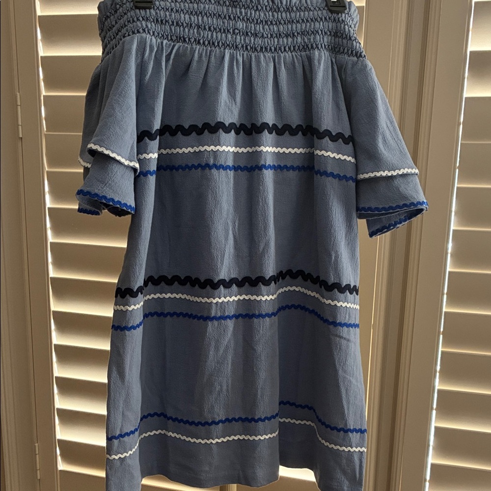 Mud Pie Blue and Black Strapless Dress